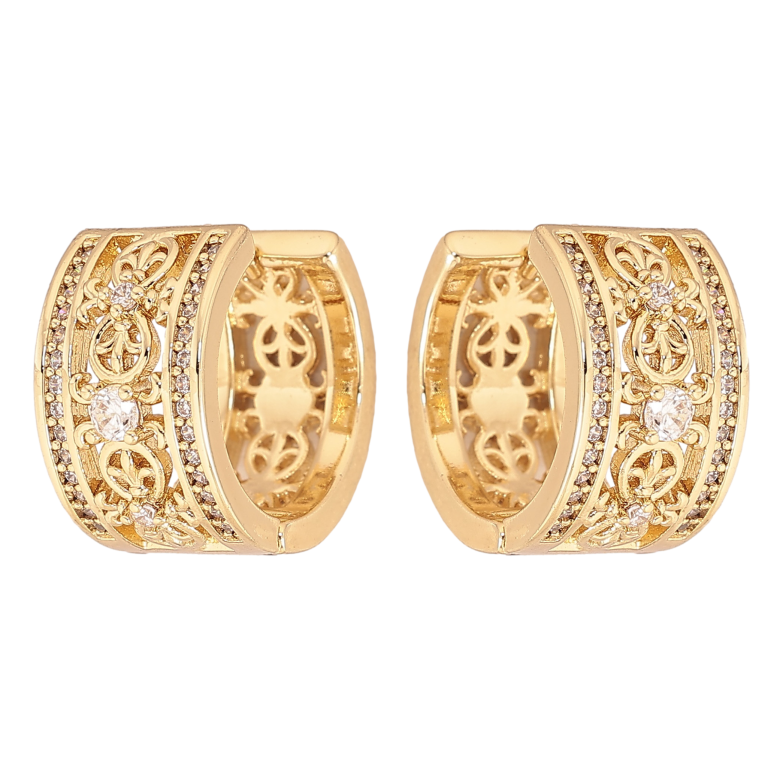 Сережки Xuping колір Позолота 14K колечка "Візерунок з кристалами" фото №20