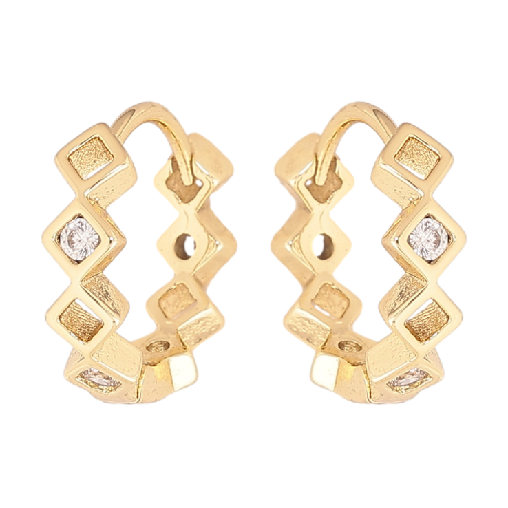 Сережки Xuping колір Позолота 14K колечка "Візерунок з кристалами" фото №17 Сережки Xuping колір Позолота 14K колечка "Візерунок з кристалами" фото №17