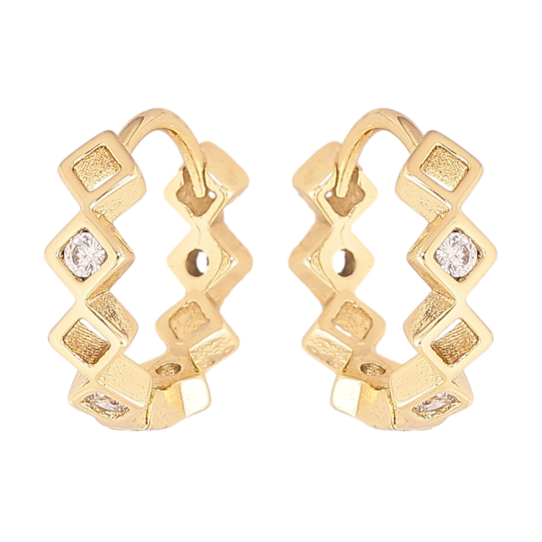 Серьги Xuping цвет Позолота 14K колечки "Узор с кристаллами" фото №1 Серьги Xuping цвет Позолота 14K колечки "Узор с кристаллами" фото №1