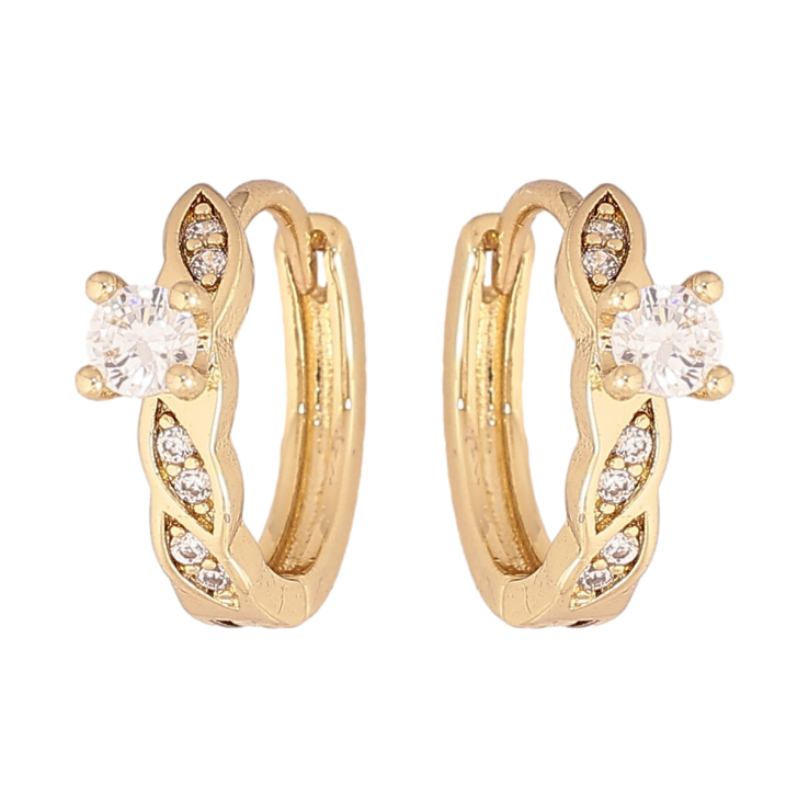 Сережки Xuping колір Позолота 14K колечка "Візерунок з кристалами" фото №22