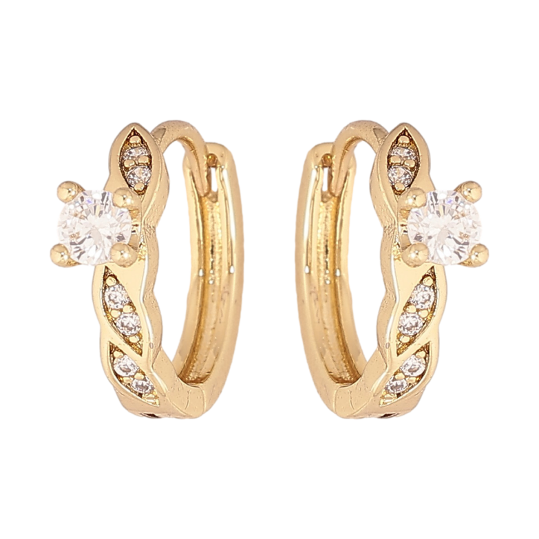 Сережки Xuping колір Позолота 14K колечка "Візерунок з кристалами" фото №1 Сережки Xuping колір Позолота 14K колечка "Візерунок з кристалами" фото №1