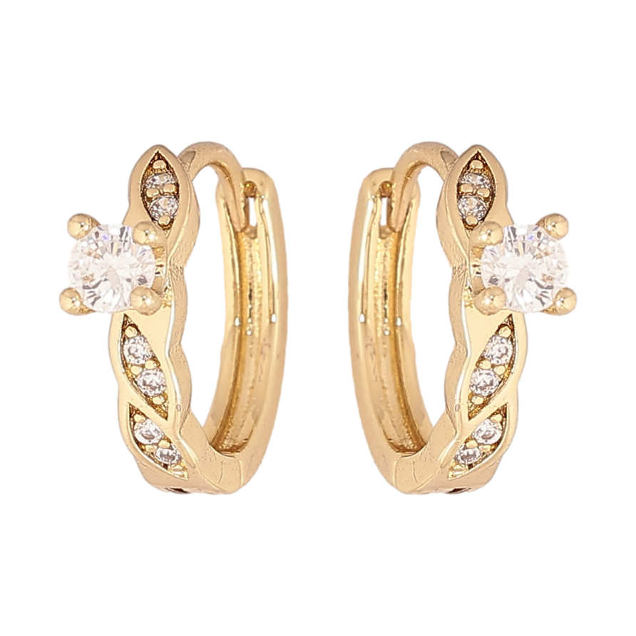 Сережки Xuping колір Позолота 14K колечка "Візерунок з кристалами" фото №1 Сережки Xuping колір Позолота 14K колечка "Візерунок з кристалами" фото №1