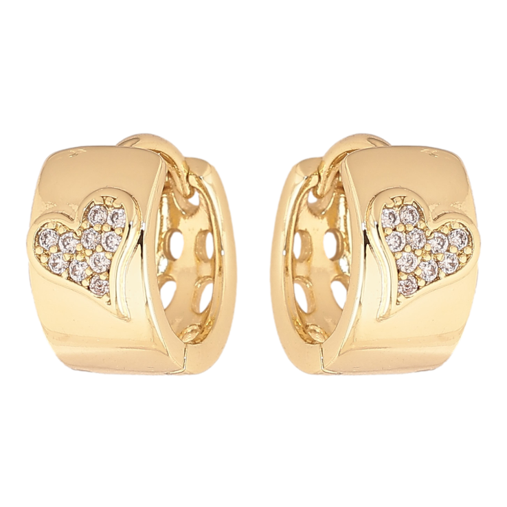 Сережки Xuping колір Позолота 14K колечка "Візерунок сердечка з кристалами" фото №19