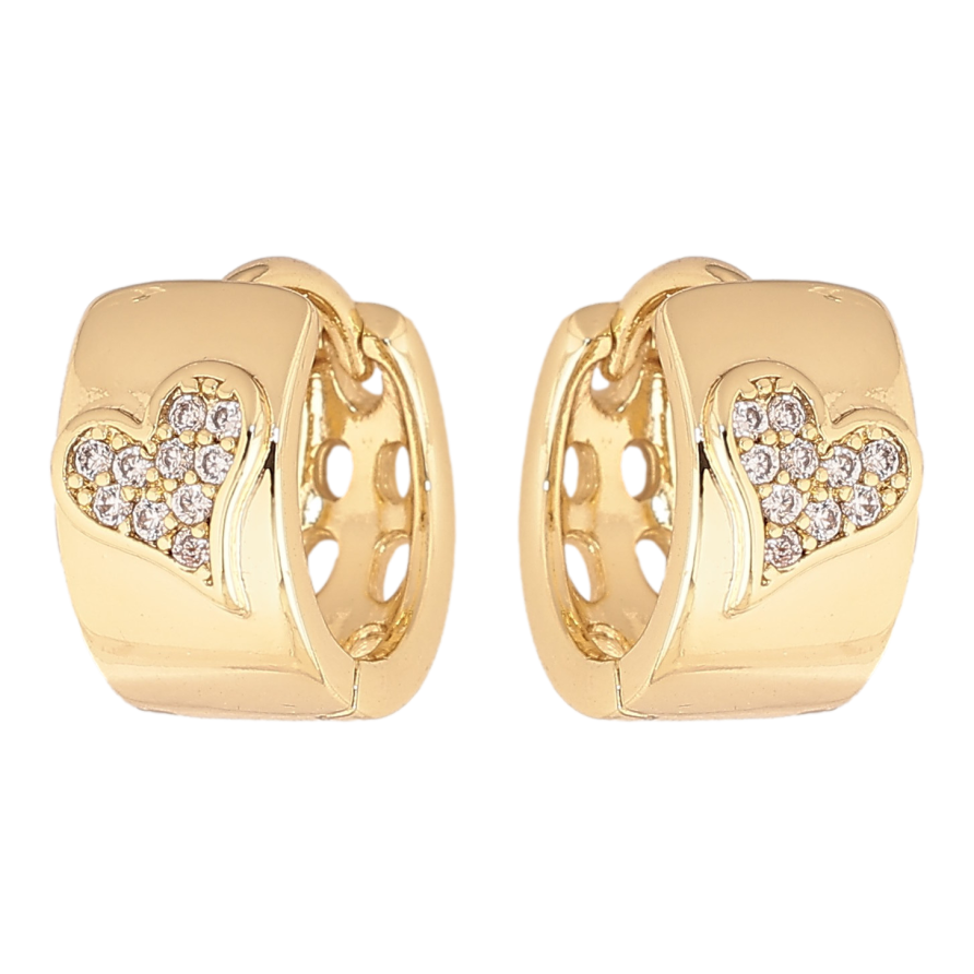 Сережки Xuping колір Позолота 14K колечка "Візерунок сердечка з кристалами" фото №1