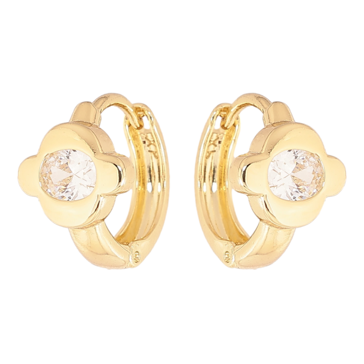 Сережки Xuping колір Позолота 14K колечка "Квіточки з кристалами" фото №12