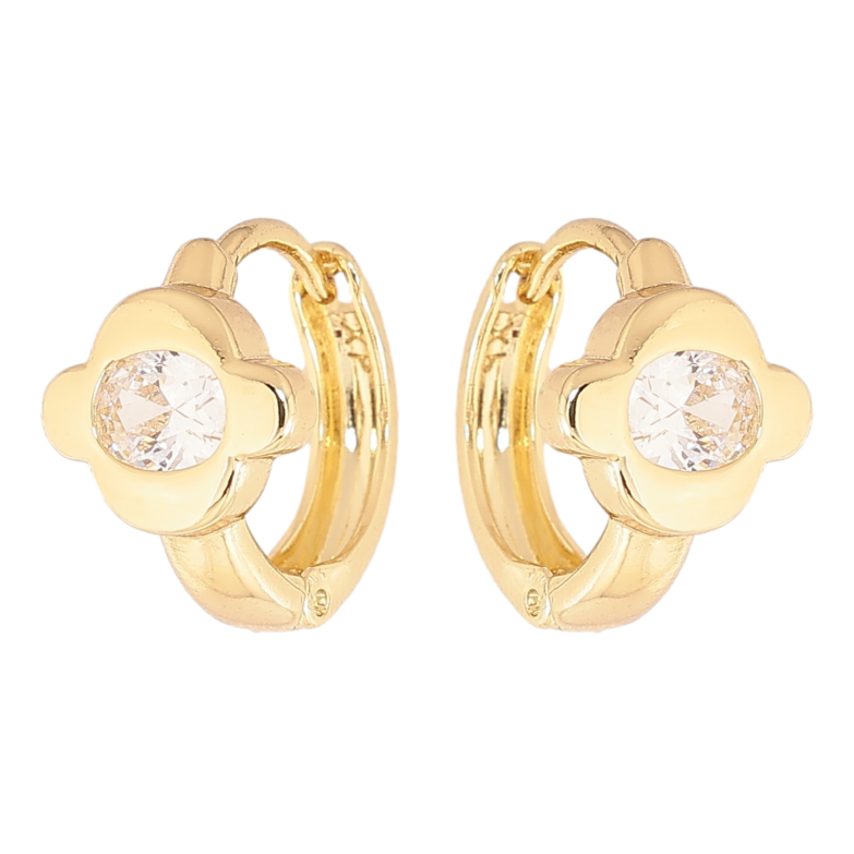 Серьги Xuping цвет Позолота 14K колечки "Цветочки с кристаллами" фото №1 Серьги Xuping цвет Позолота 14K колечки "Цветочки с кристаллами" фото №1