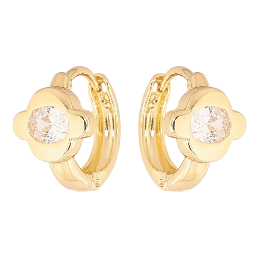 Серьги Xuping цвет Позолота 14K колечки "Цветочки с кристаллами" фото №1 Серьги Xuping цвет Позолота 14K колечки "Цветочки с кристаллами" фото №1