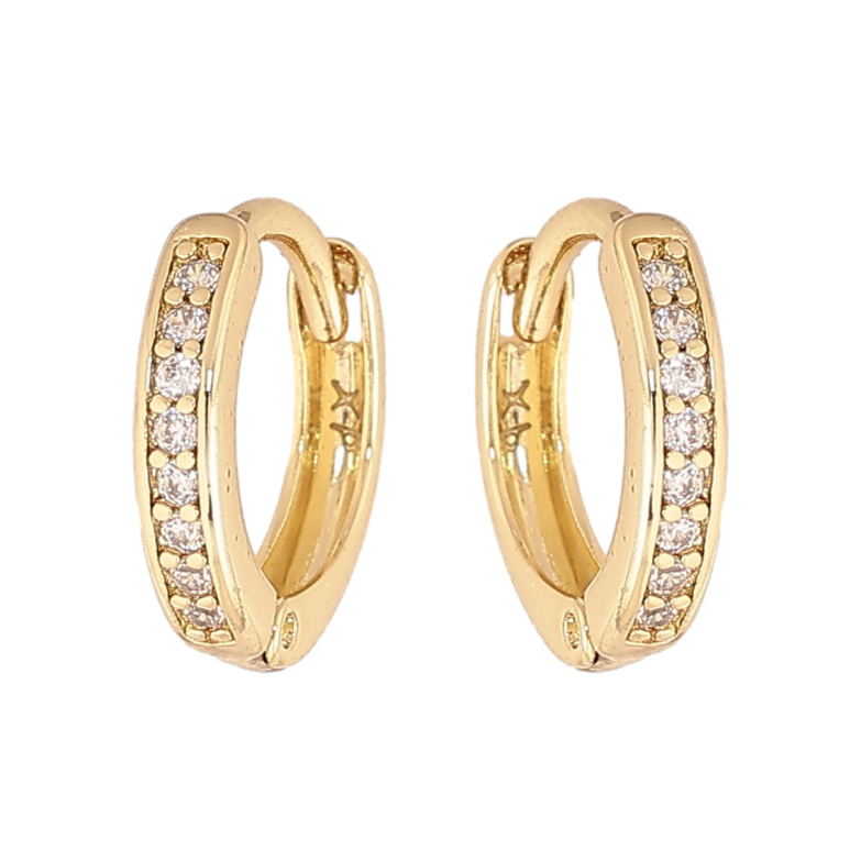 Сережки Xuping колір Позолота 14K колечка "Доріжки кристалів" фото №1