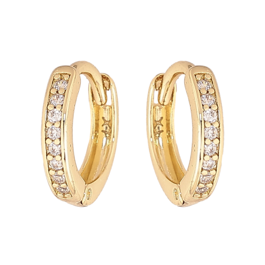 Серьги Xuping цвет Позолота 14K колечки "Дорожки кристаллов" фото №1