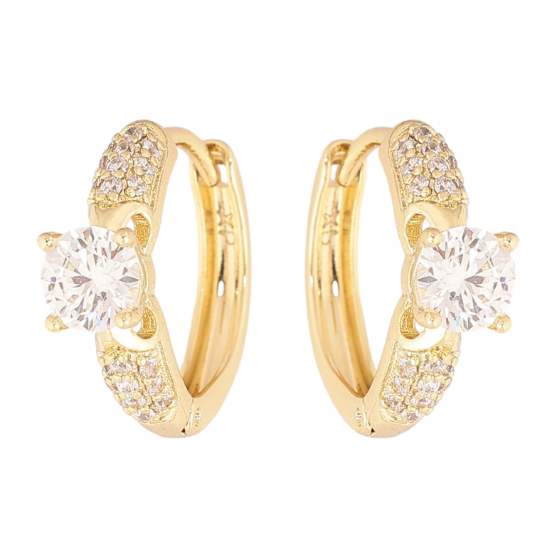 Сережки Xuping колір Позолота 14K колечка "Візерунок з кристалами" фото №1