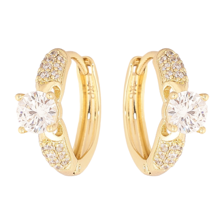 Сережки Xuping колір Позолота 14K колечка "Візерунок з кристалами" фото №1