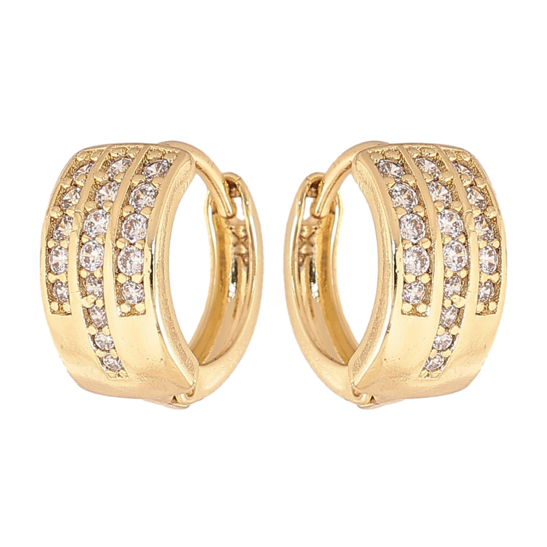 Серьги Xuping цвет Позолота 14K колечки "Узор с кристаллами" фото №2