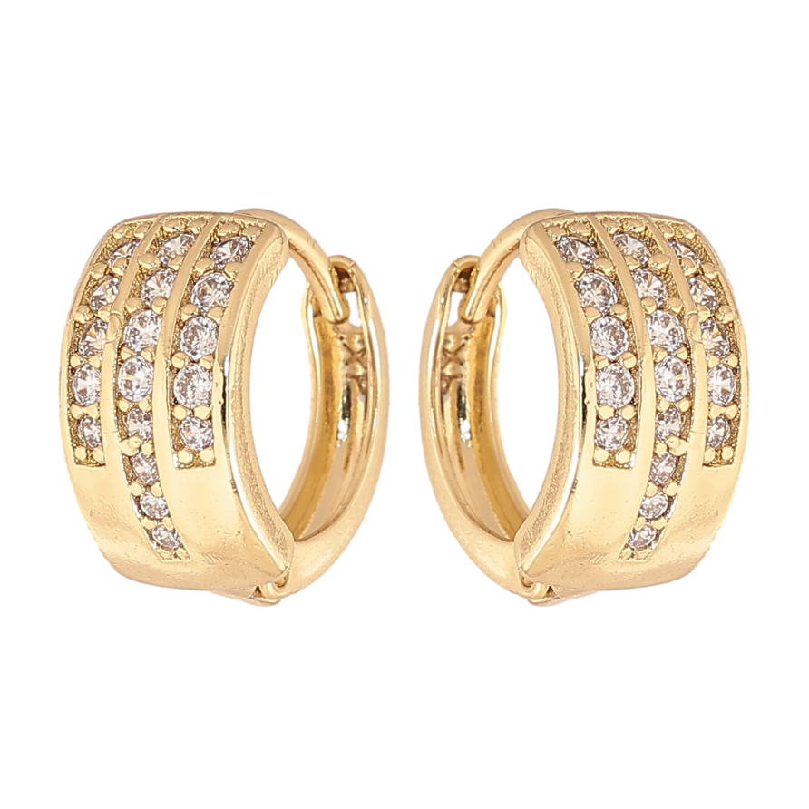 Сережки Xuping колір Позолота 14K колечка "Візерунок з кристалами" фото №1