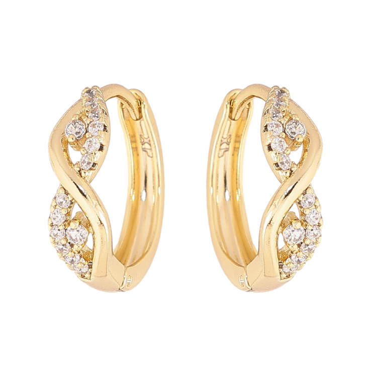 Сережки Xuping колір Позолота 14K колечка "Візерунок з кристалами" фото №15 Сережки Xuping колір Позолота 14K колечка "Візерунок з кристалами" фото №15