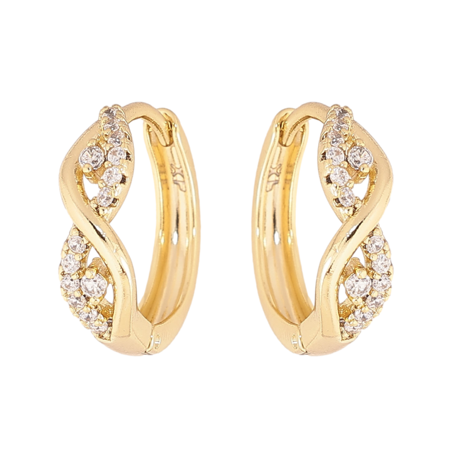 Серьги Xuping цвет Позолота 14K колечки "Узор с кристаллами" фото №1 Серьги Xuping цвет Позолота 14K колечки "Узор с кристаллами" фото №1