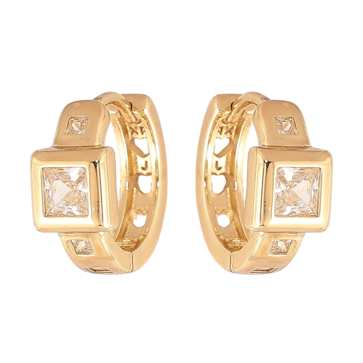 Сережки Xuping колір Позолота 14K колечка "Візерунок з кристалами" фото №13 Сережки Xuping колір Позолота 14K колечка "Візерунок з кристалами" фото №13