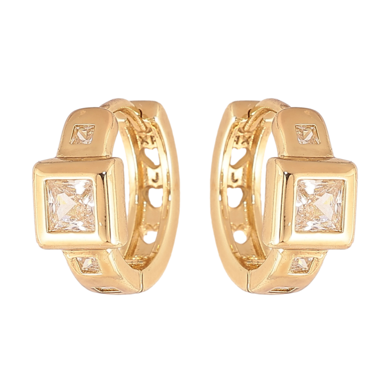 Сережки Xuping колір Позолота 14K колечка "Візерунок з кристалами" фото №1