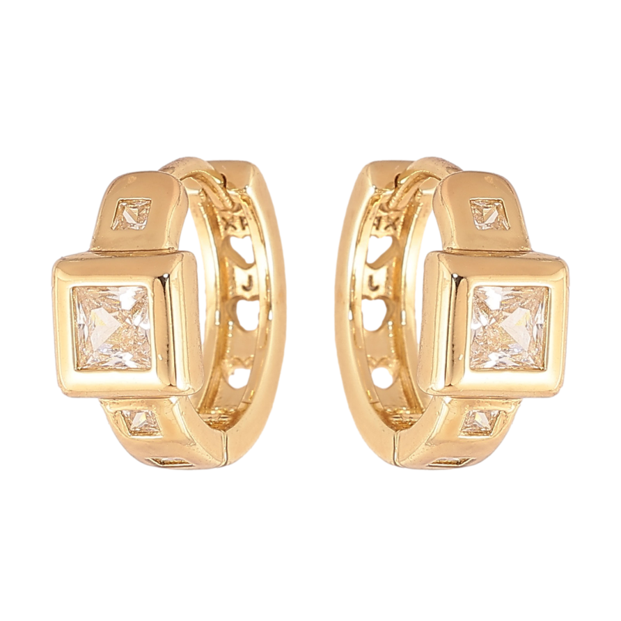 Сережки Xuping колір Позолота 14K колечка "Візерунок з кристалами" фото №1