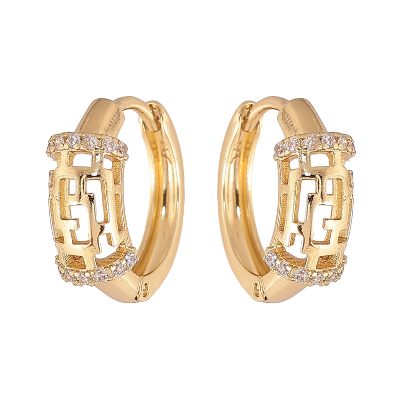 Серьги Xuping цвет Позолота 14K колечки "Узор с кристаллами" фото №1 Серьги Xuping цвет Позолота 14K колечки "Узор с кристаллами" фото №1