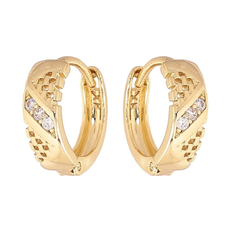 Сережки Xuping колір Позолота 14K колечка "Візерунок з кристалами" фото №4