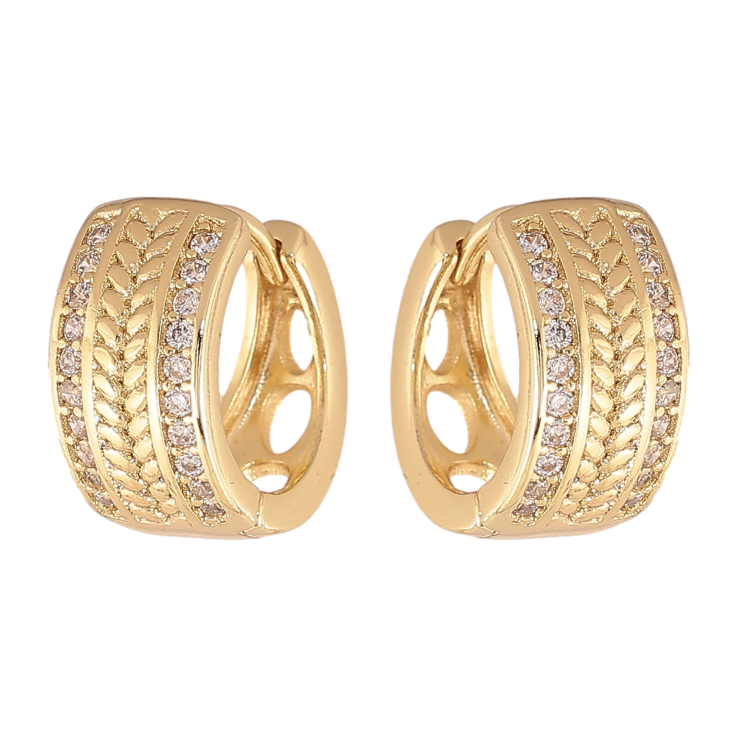 Сережки Xuping колір Позолота 14K колечка "Візерунок з кристалами" фото №23 Сережки Xuping колір Позолота 14K колечка "Візерунок з кристалами" фото №23