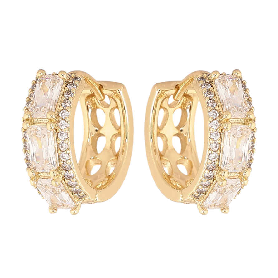 Сережки Xuping колір Позолота 14K колечка "Візерунок з кристалами" фото №1