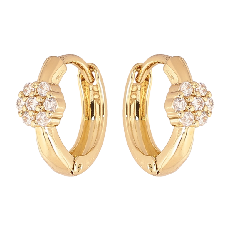 Сережки Xuping колір Позолота 14K колечка "Візерунок з кристалами" фото №1 Сережки Xuping колір Позолота 14K колечка "Візерунок з кристалами" фото №1