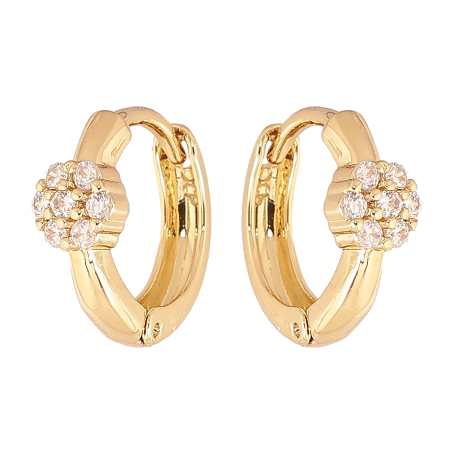 Серьги Xuping цвет Позолота 14K колечки "Узор с кристаллами" фото №1 Серьги Xuping цвет Позолота 14K колечки "Узор с кристаллами" фото №1