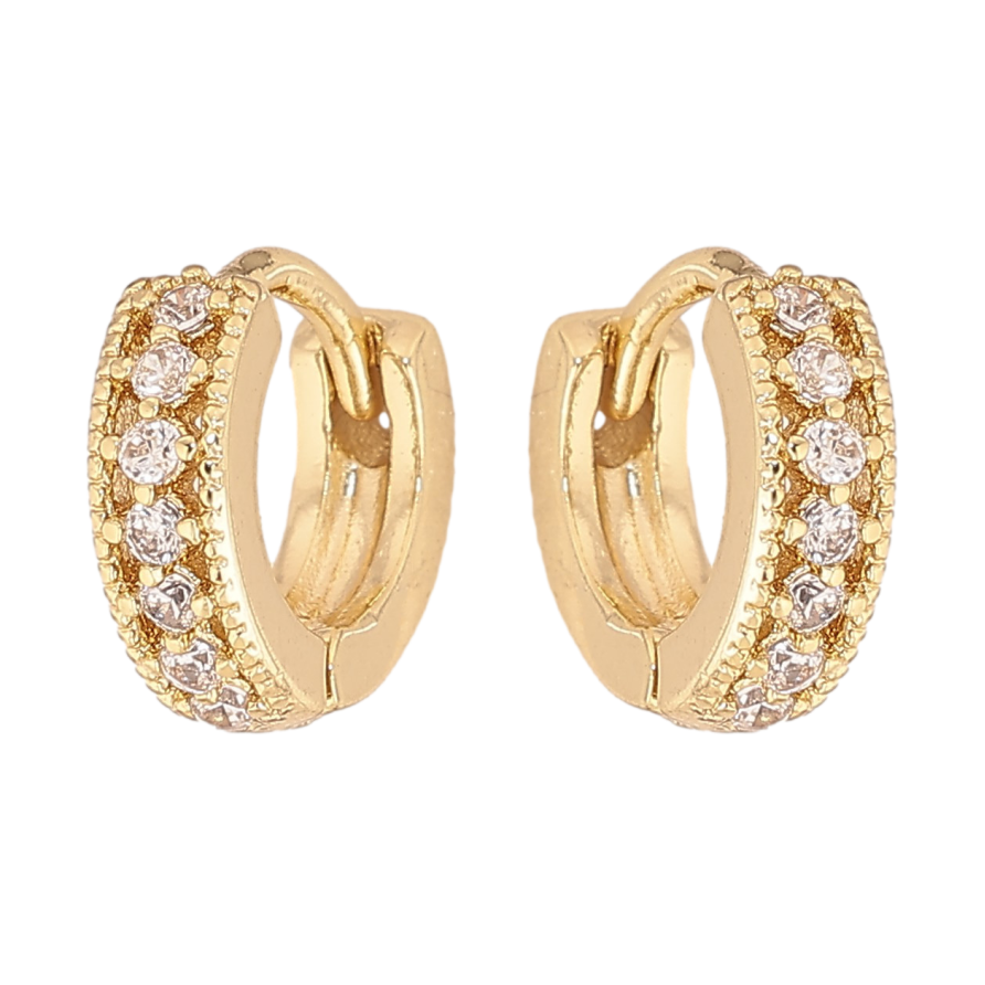 Сережки Xuping колір Позолота 14K колечка "Візерунок з кристалами" фото №1