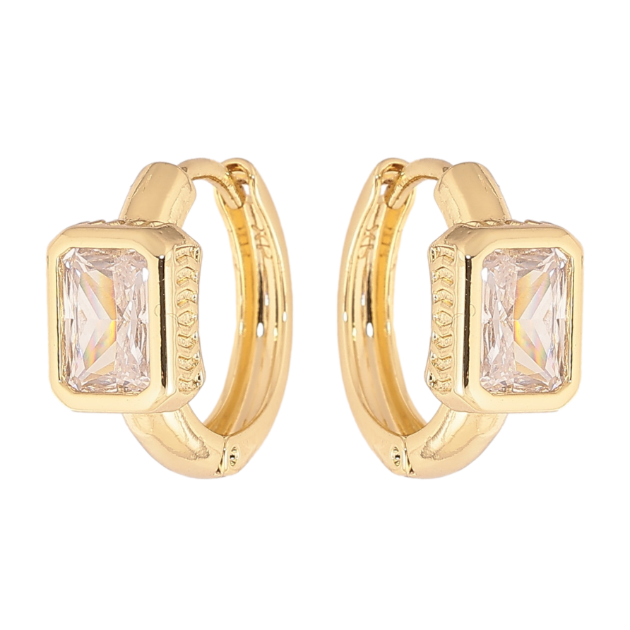 Сережки Xuping колір Позолота 14K колечка "Візерунок з кристалом" фото №1 Сережки Xuping колір Позолота 14K колечка "Візерунок з кристалом" фото №1