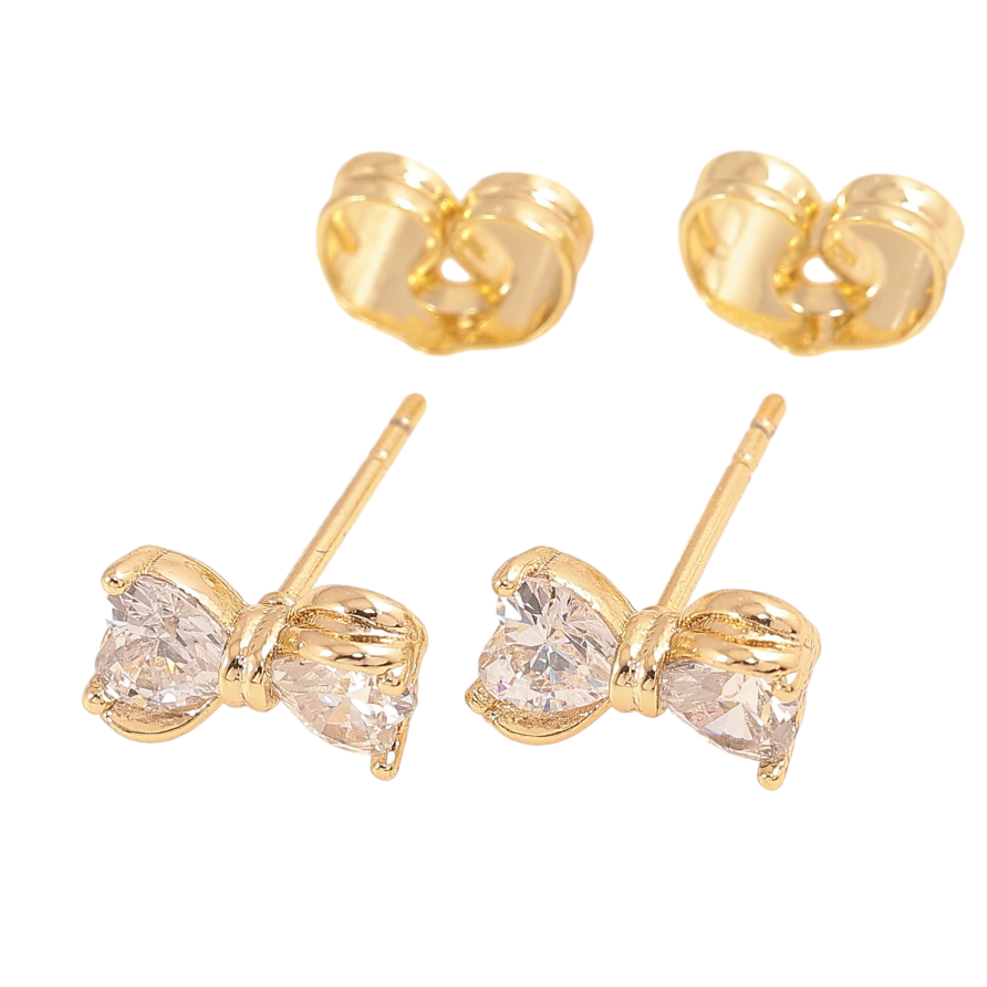 Сережки Xuping колір Позолота 14K пусети "Кристальні банти" фото №1