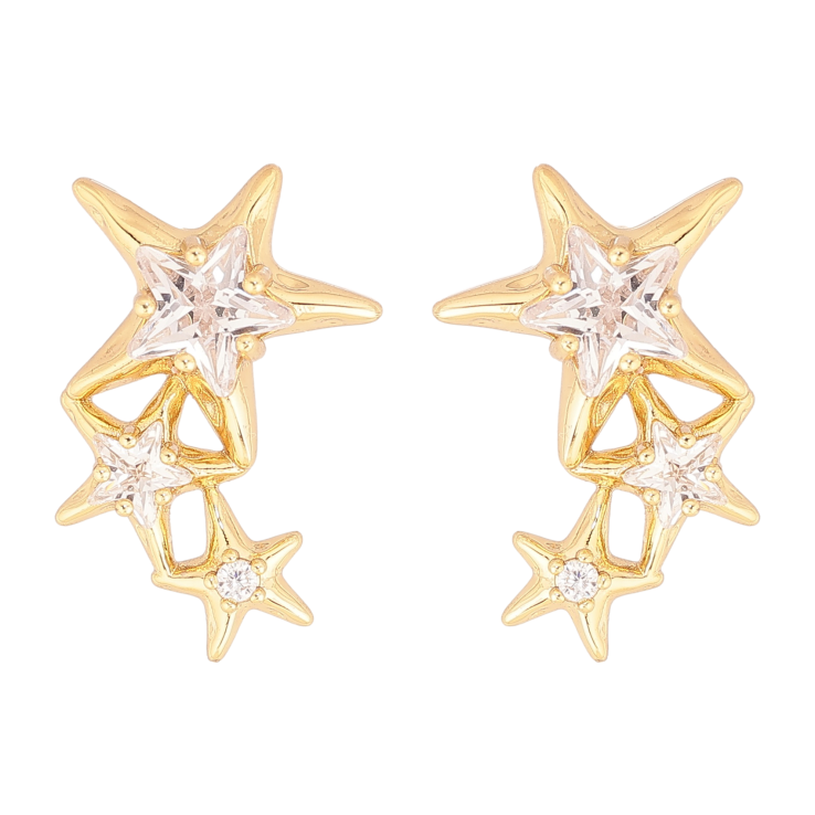 Сережки Xuping колір Позолота 14K пусети "Зірки з кристалами" фото №19