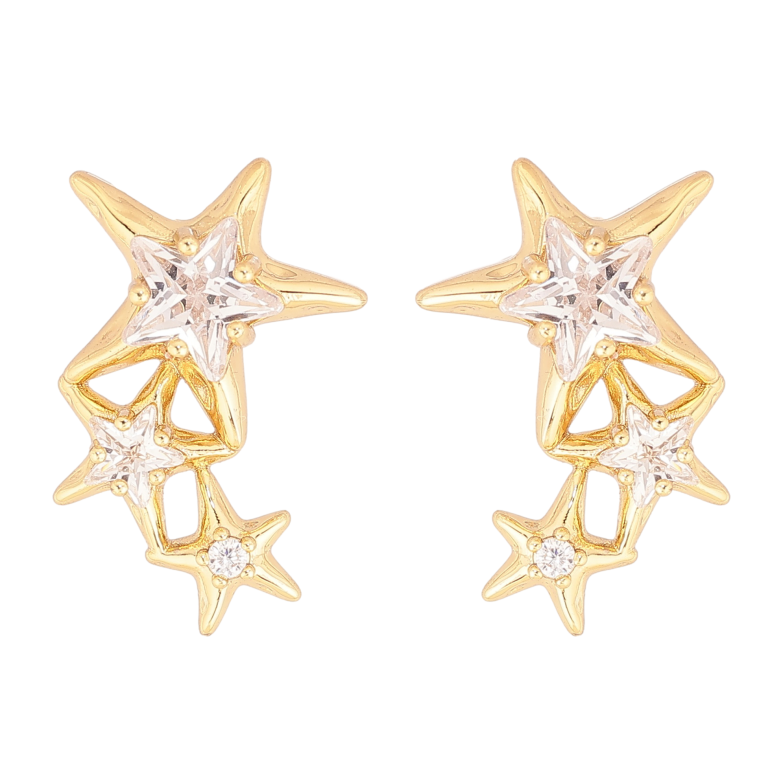 Сережки Xuping колір Позолота 14K пусети "Зірки з кристалами" фото №1