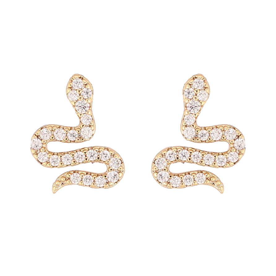 Сережки Xuping колір Позолота 14K пусети "Змійки з кристалами" фото №1