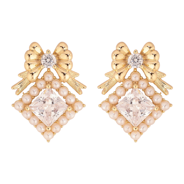 Серьги Xuping цвет Позолота 14K пусеты "Банты с ромбами" фото №17