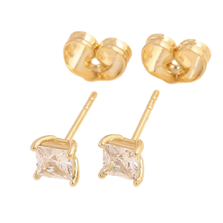Сережки Xuping колір Позолота 14K пусети "Кристали" 4х4мм фото №2 Сережки Xuping колір Позолота 14K пусети "Кристали" 4х4мм фото №2