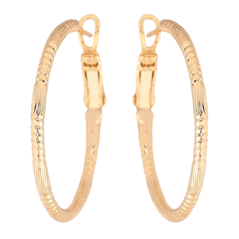 Сережки Xuping колір Позолота 14K кільця (конго) "Декоративний візерунок" ø 3см фото №1