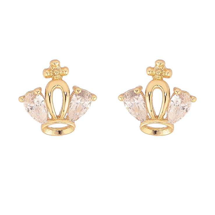 Сережки Xuping колір Позолота 14K пусети "Корона з кристалами" фото №8