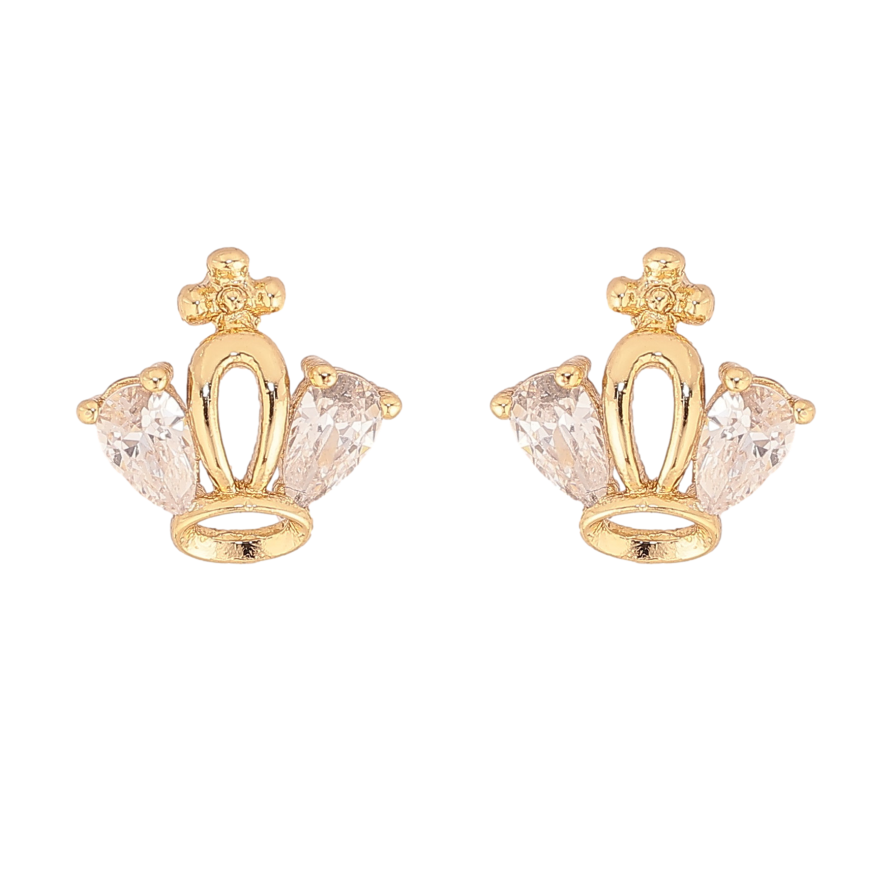 Сережки Xuping колір Позолота 14K пусети "Корона з кристалами" фото №1