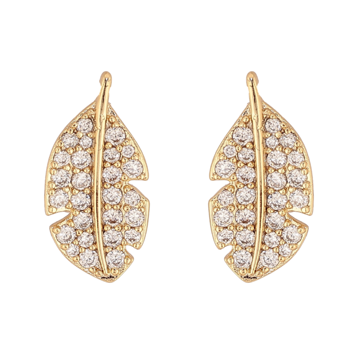 Сережки Xuping колір Позолота 14K пусети "Перо з інкрустацією кристалами" фото №25