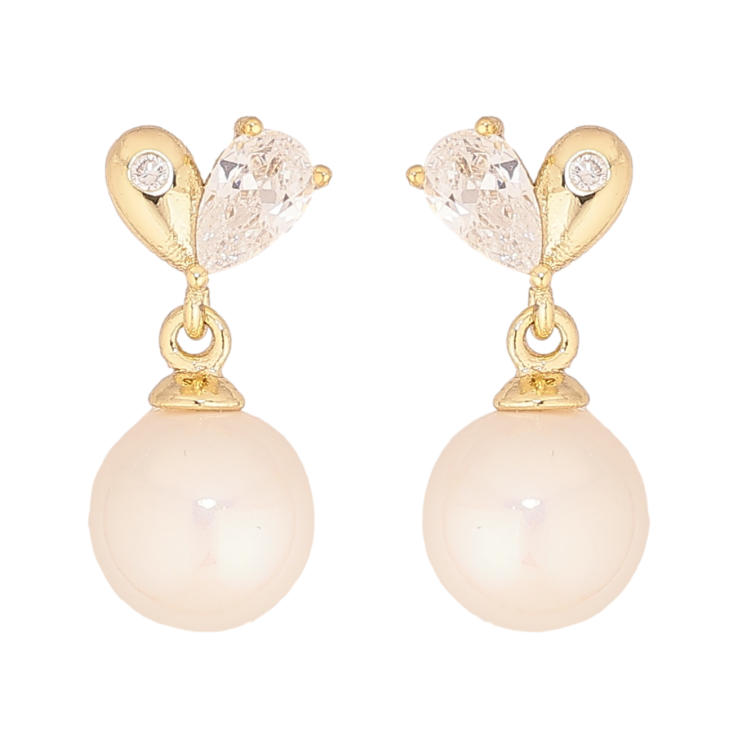 Сережки Xuping колір Позолота 14K пусети "Перлинні підвіски" фото №3