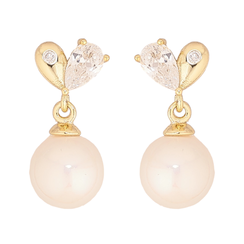 Серьги Xuping цвет Позолота 14K пусеты "Жемчужные подвески" фото №5