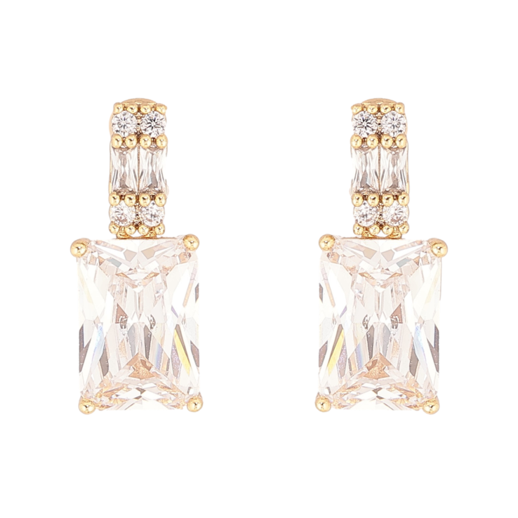 Сережки Xuping колір Позолота 14K пусети "Візерунок з кристалами" фото №15