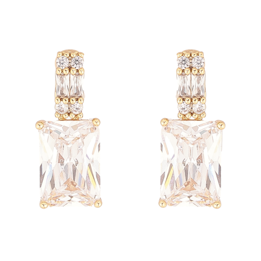 Сережки Xuping колір Позолота 14K пусети "Візерунок з кристалами" фото №1