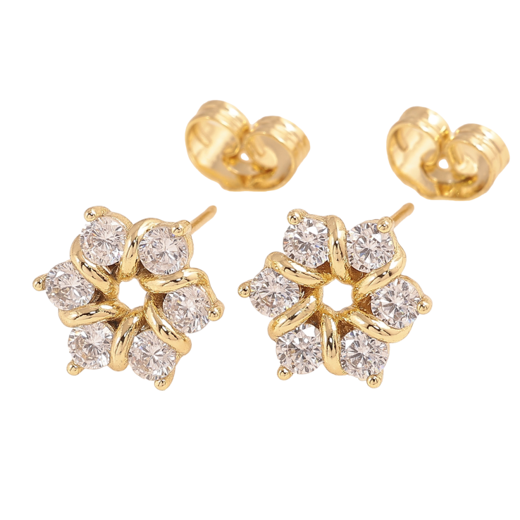 Сережки Xuping колір Позолота 14K пусети "Кристальні квіточки" фото №24 Сережки Xuping колір Позолота 14K пусети "Кристальні квіточки" фото №24