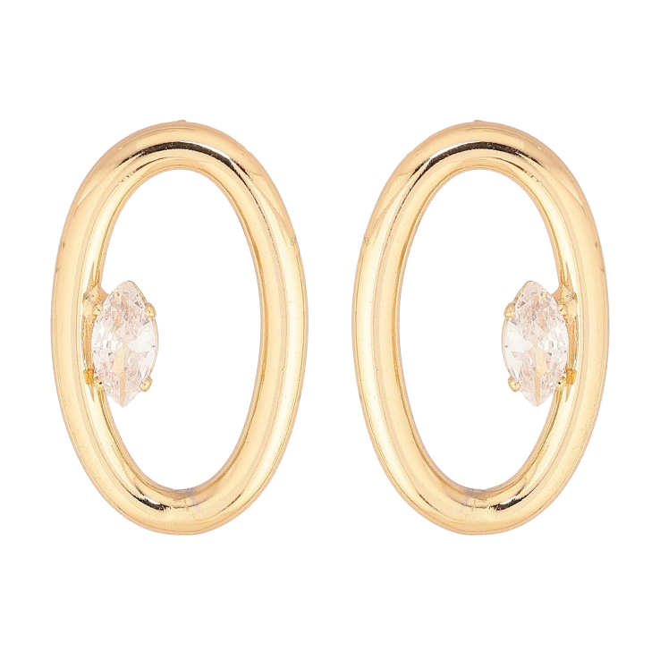 Сережки Xuping колір Позолота 14K пусети "Овали з кристалами" фото №12