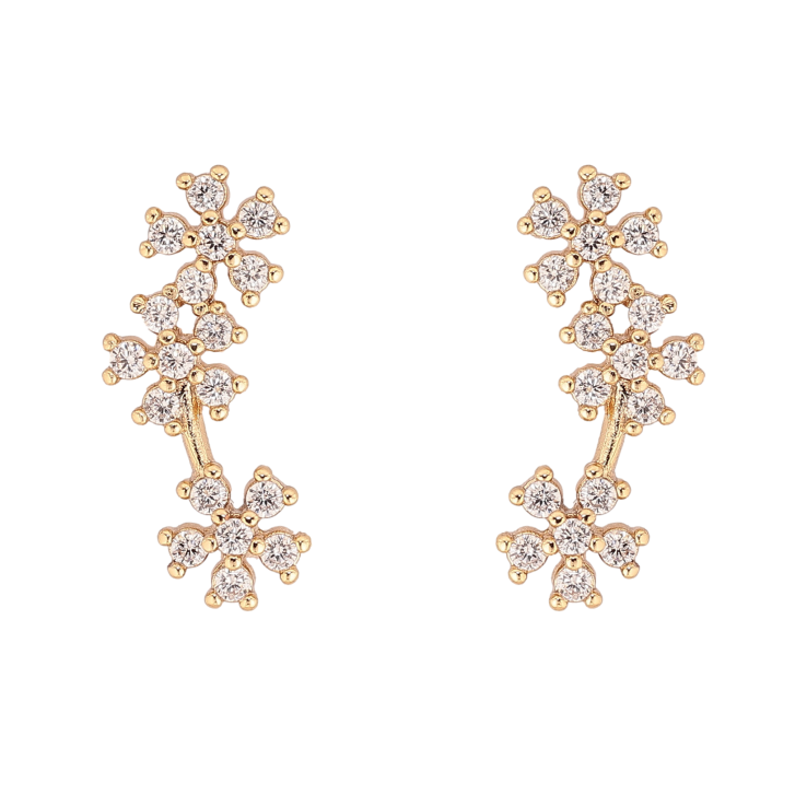 Сережки Xuping колір Позолота 14K пусети "Кристальні квіточки" фото №2