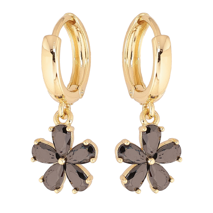 Сережки Xuping колір Позолота 14K підвіски на колечках "Чорні кристальні квіточки" фото №13 Сережки Xuping колір Позолота 14K підвіски на колечках "Чорні кристальні квіточки" фото №13