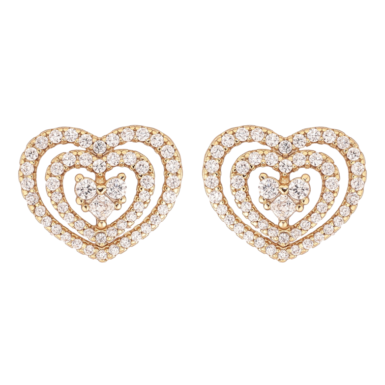 Сережки Xuping колір Позолота 14K пусети "Сердечки з кристалами" фото №7