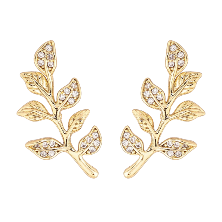 Сережки Xuping колір Позолота 14K пусети "Гілочки з кристалами" фото №23 Сережки Xuping колір Позолота 14K пусети "Гілочки з кристалами" фото №23